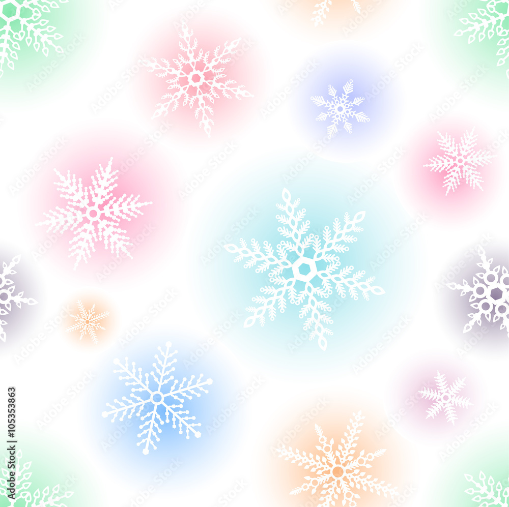 Wall mural seamless vector pattern with snowflakes isolated on white background