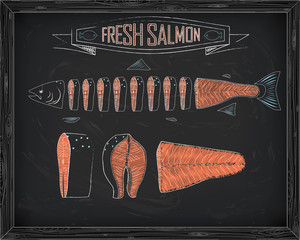 cutting scheme fresh salmon