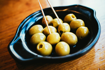 Olives and beer snack