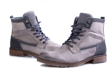 Men's leather shoes isolated on white background.