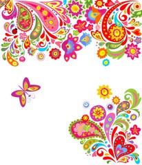 Floral background with colorful abstract flowers