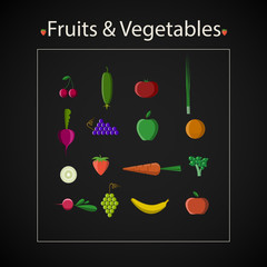 Fruits&vegetables icon set