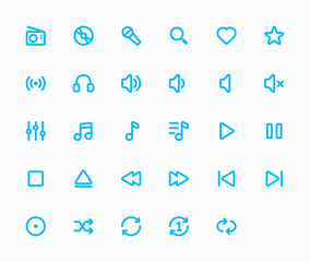 Music outline vector icons. 29 Icons & 48x48 resolution