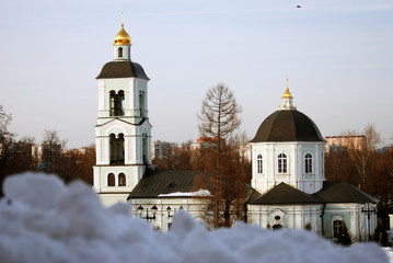 Architecture of Tsaritsyno park in Moscow. Color photo.