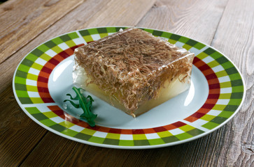 pressed cakes of fatty pork.