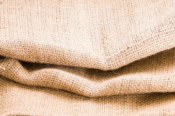 Wrinkled burlap sackcloth, macro, useful as background