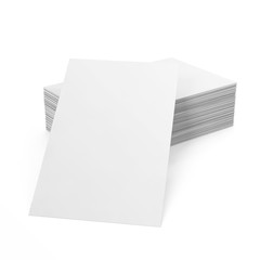 Stack of blank business card on white background.