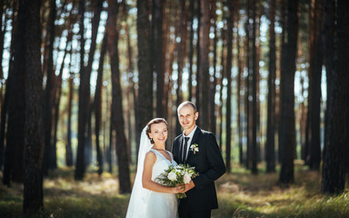 Beautiful summer Wedding walk on nature