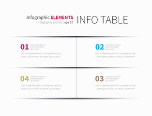 Fototapeta na wymiar infographics table background / modern infographics template, options, steps, rows, column, graph
