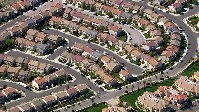 Aerial shot of housing development