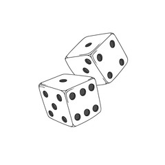 Two white cartoon-style dice cubes
