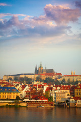 Fototapeta na wymiar Vltava river and St.Vitus Cathedral in Prague