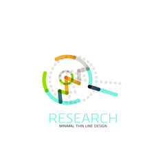 Vector thin line design logo magnifying glass, search and find or zoom logotype concept. Linear minimalistic business icon