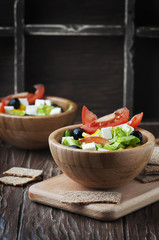 Fresh Greek salad with olive oil