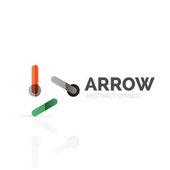 Linear arrow abstract logo, connected multicolored segments of lines in directional pointer figure