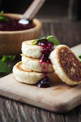 Russian Cottage cheese pancake with raspberry