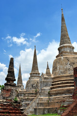 Fototapeta premium Thailand, Ayutthaya - old beautiful Thai Temple Wat Prasrisanphet