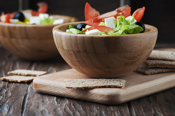 Fresh Greek salad with olive oil
