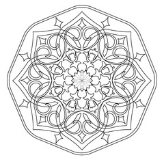Vector mandala in black and white.