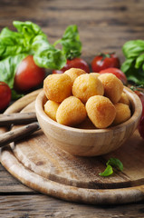 Traditional italian fried balls of mozzarella