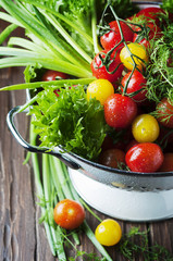 Fresh vegetables on the wooden table