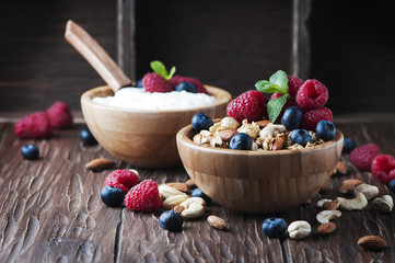 Homemade muesli with berry and nuts