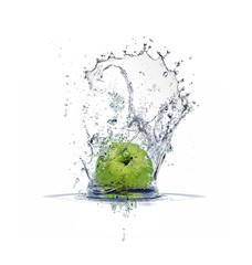 water splashing with fruits