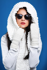 Beautiful young woman posing with scarf on her head