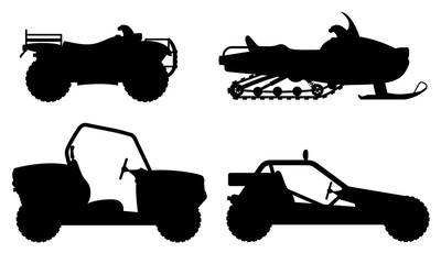 Naklejka premium set icons atv automobile off roads black outline silhouette vect