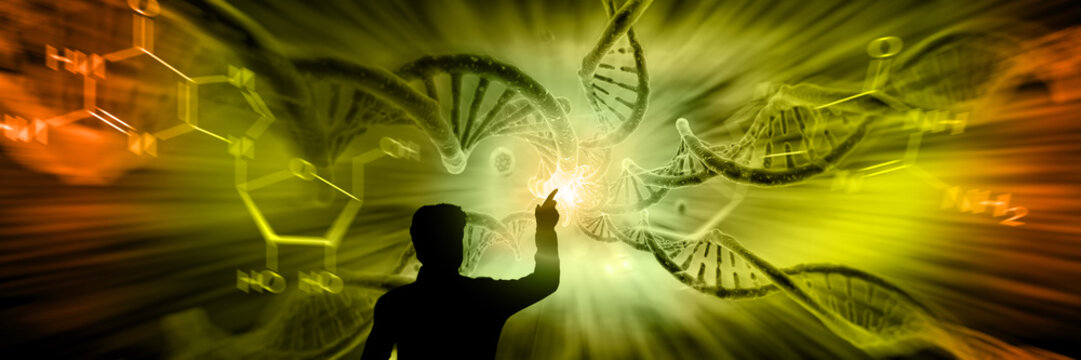 3d render of dna structure, abstract background 