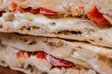Some pieces of sandwich.