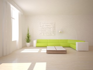 white modern interior design- 3d illustration