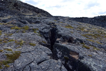 Basalt lava in the national Park Pali Aike.