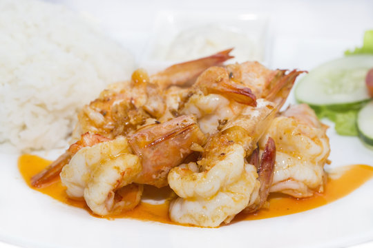 prawns grilled with rice