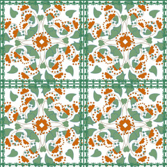 Floral seamless pattern in retro style, cartoon cute flowers on gray background 