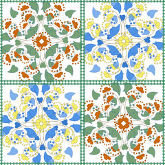 Obraz premium Floral seamless pattern in retro style, cartoon cute flowers on gray background 