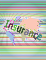 The word insurance on digital screen, business concept vector illustration