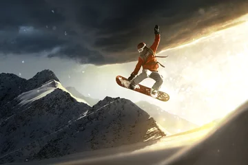 Gardinen Snowboarder at Sunset © lassedesignen