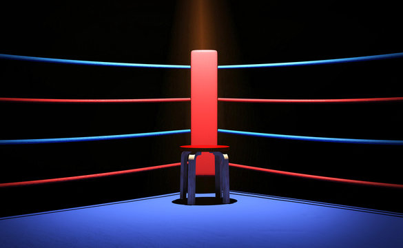 Boxing Ring With Chair At The Corner