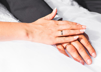 bride and groom's arms with rings