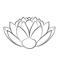 Lotus flower abstract black and white illustration. Lotus symbol. Vector icon.