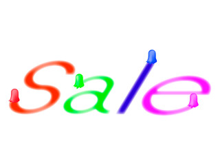 colorful closeout discount / drops of paint, write the word "sale"; drops of paint move and leave traces