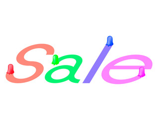 Fototapeta premium colorful closeout discount / drops of paint, write the word 