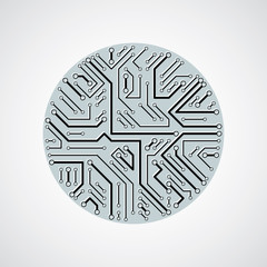 Vector abstract computer circuit board illustration, monochrome