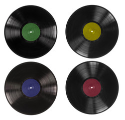 Vinyl records on white