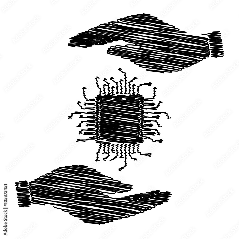 Aufkleber cpu microprocesso with scribble effect