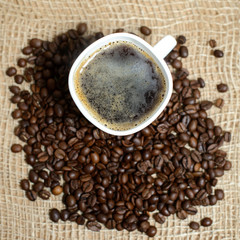 Roasted brown coffee beans