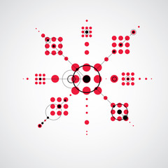 Modular Bauhaus vector red background, created from simple geome