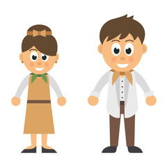 cartoon woman and cartoon man in costume