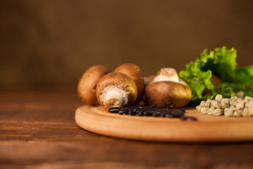 alad, different grains and mushrooms